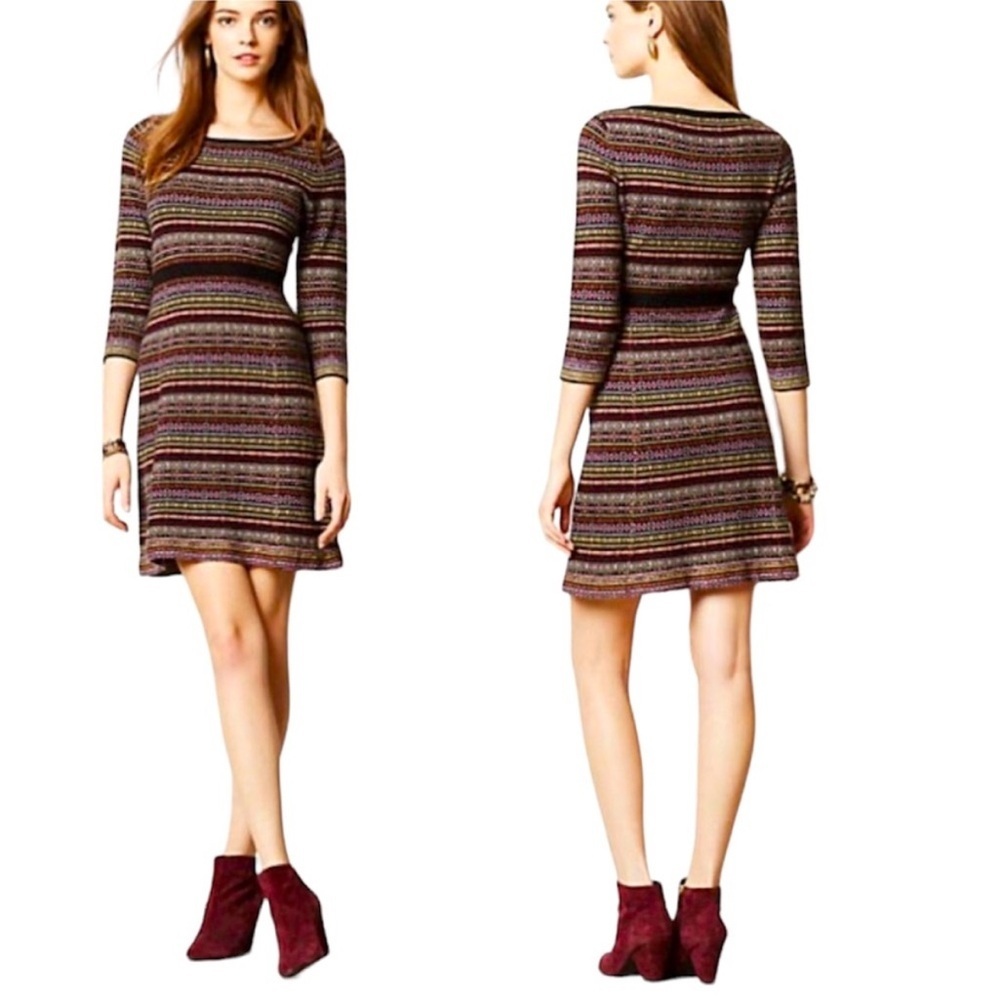 Anthropologie Sparrow Clara Fair Isle Wool Blend Sweater Dress Size Small